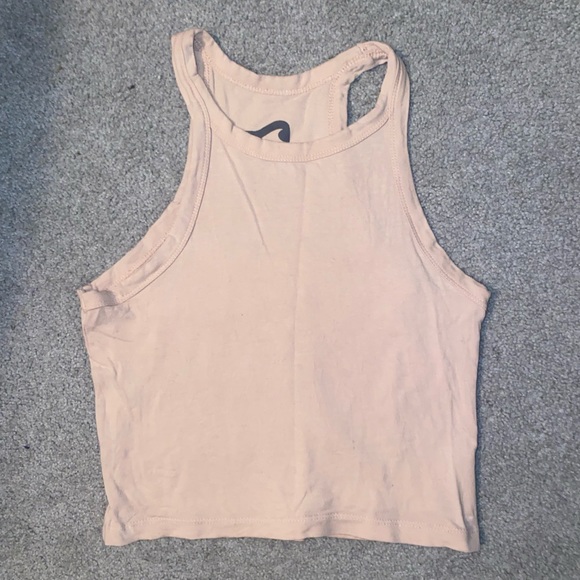 Cream/Soft Pink Halter Crop Top | Surf Style | Size: M - Picture 1 of 5